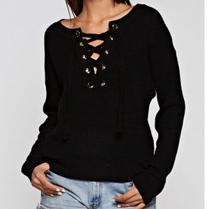 Love Stitch | Lace Up Knit Sweater
